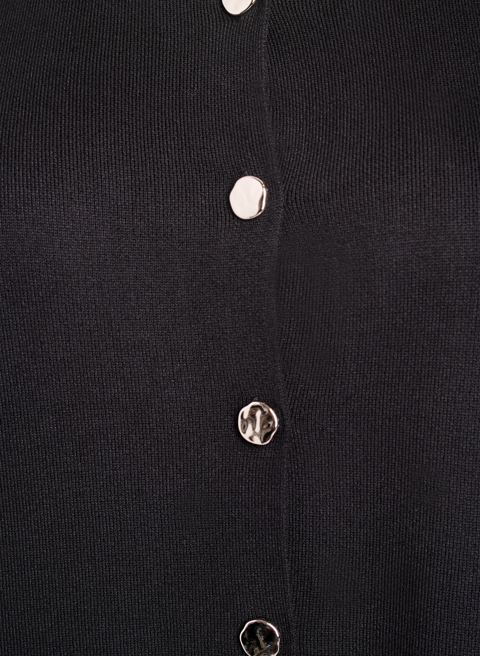 ZizziMouwloze breisel vest met decoratieve knopen, Zwart, Packshot image number 2
