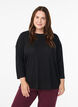 Jersey blouse met 3/4 mouwen, Zwart, Model image number 0