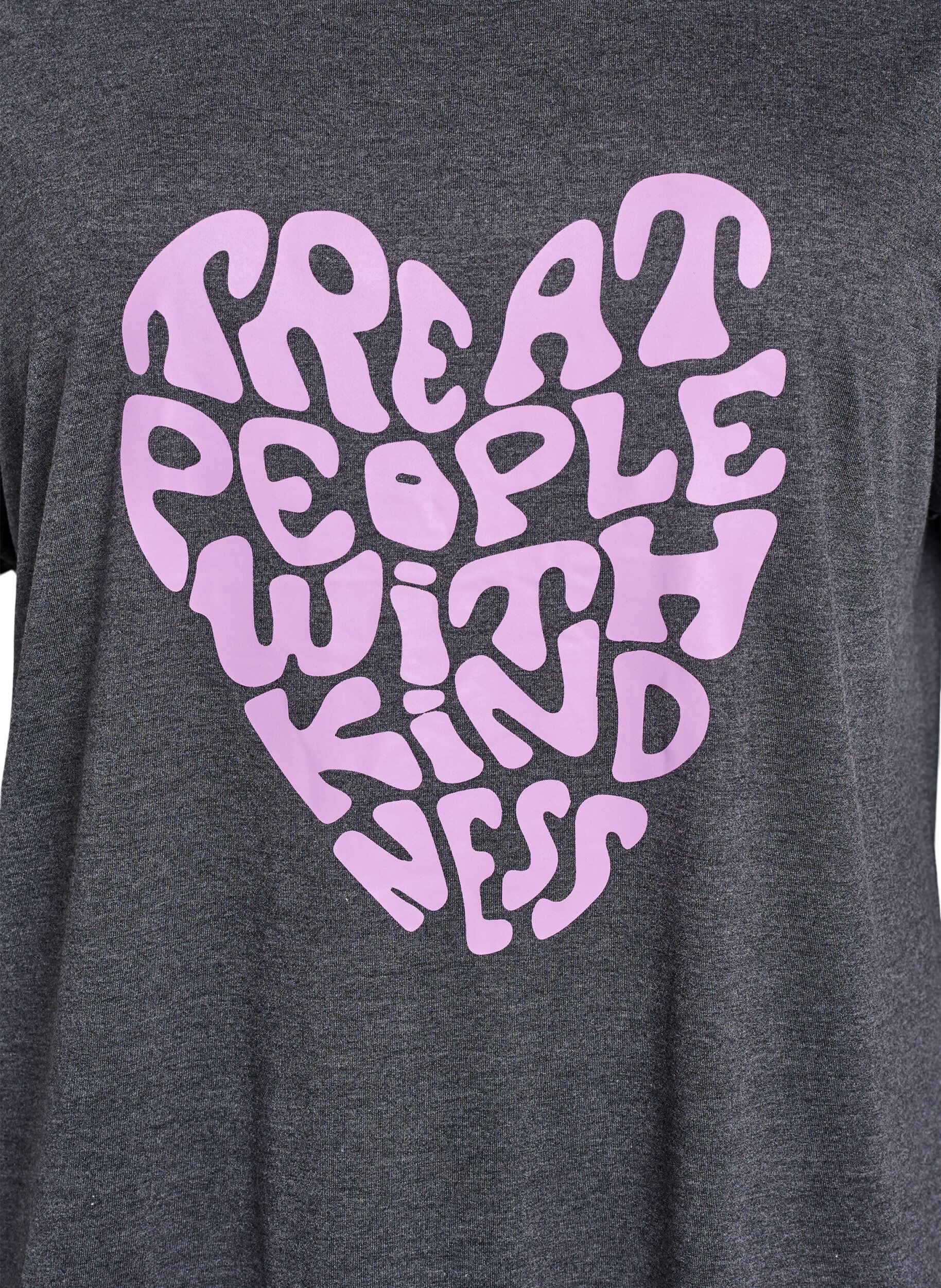 Zizzi Nachtjapon met korte mouwen en tekstopdruk, Zwart, Packshot image number 2