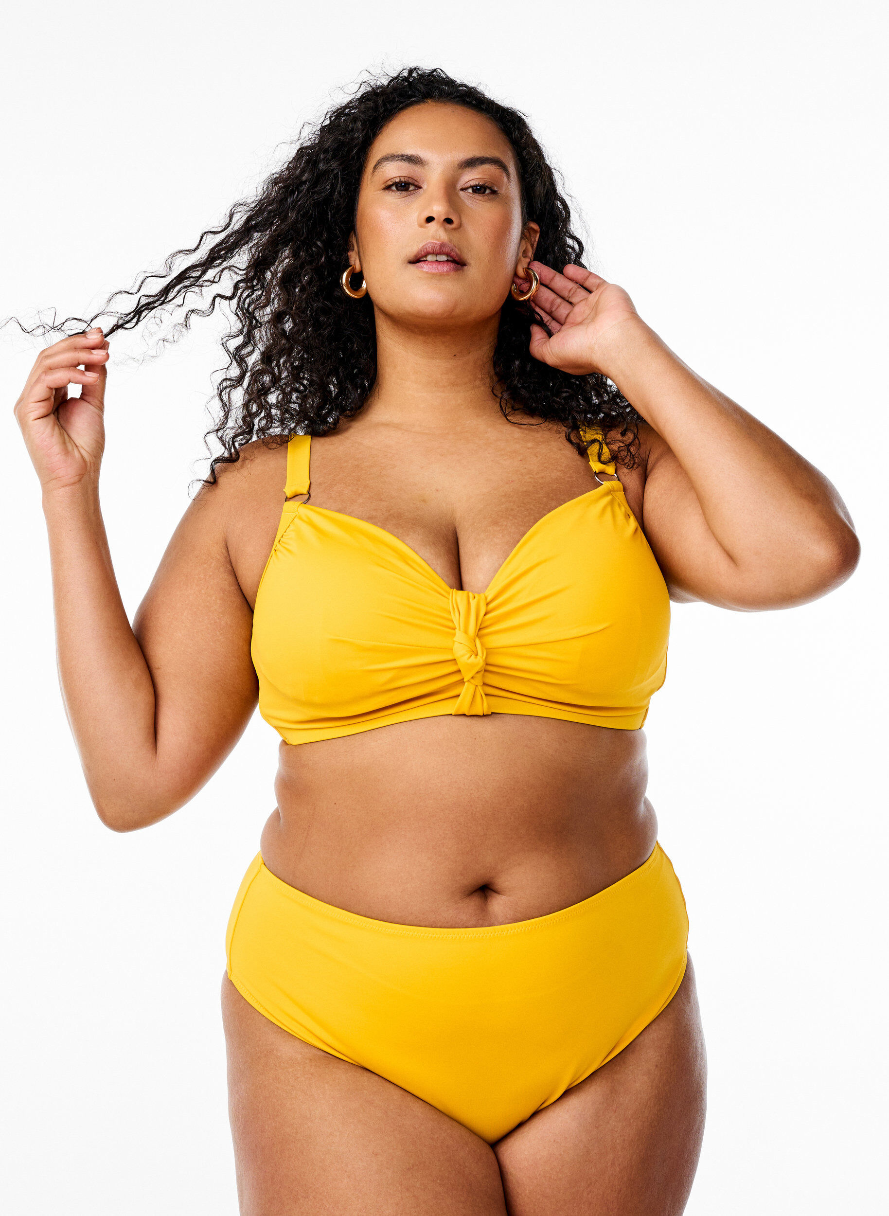 Zizzi Brazilian bikinibroekje met een normale taille, Geel, Model image number 0