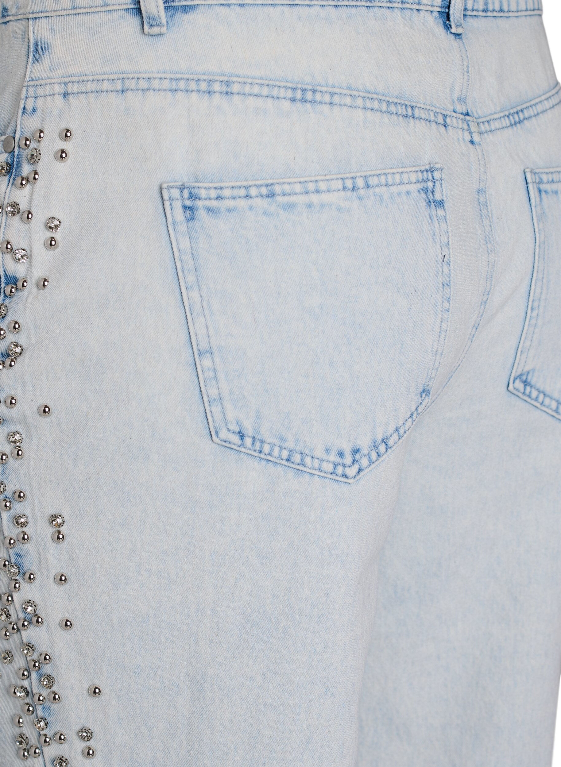 Zizzi Kiana jeans met decoratieve details langs de zijkanten, Blauw, Packshot image number 3