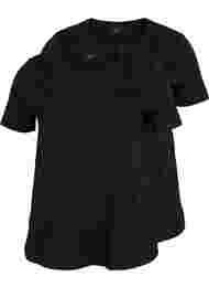 Set van 2 basic t-shirts in katoen, Black/Black