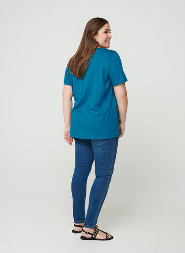 T-shirt met korte mouwen en print, Blue Coral, Model image number 1