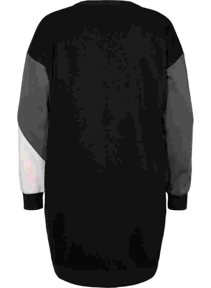 Lang sweatshirt met colorblock, Black Color Block, Packshot image number 1