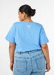 Katoenen T-shirt met V-hals en print aan de voorkant, Blauw, Model image number 2