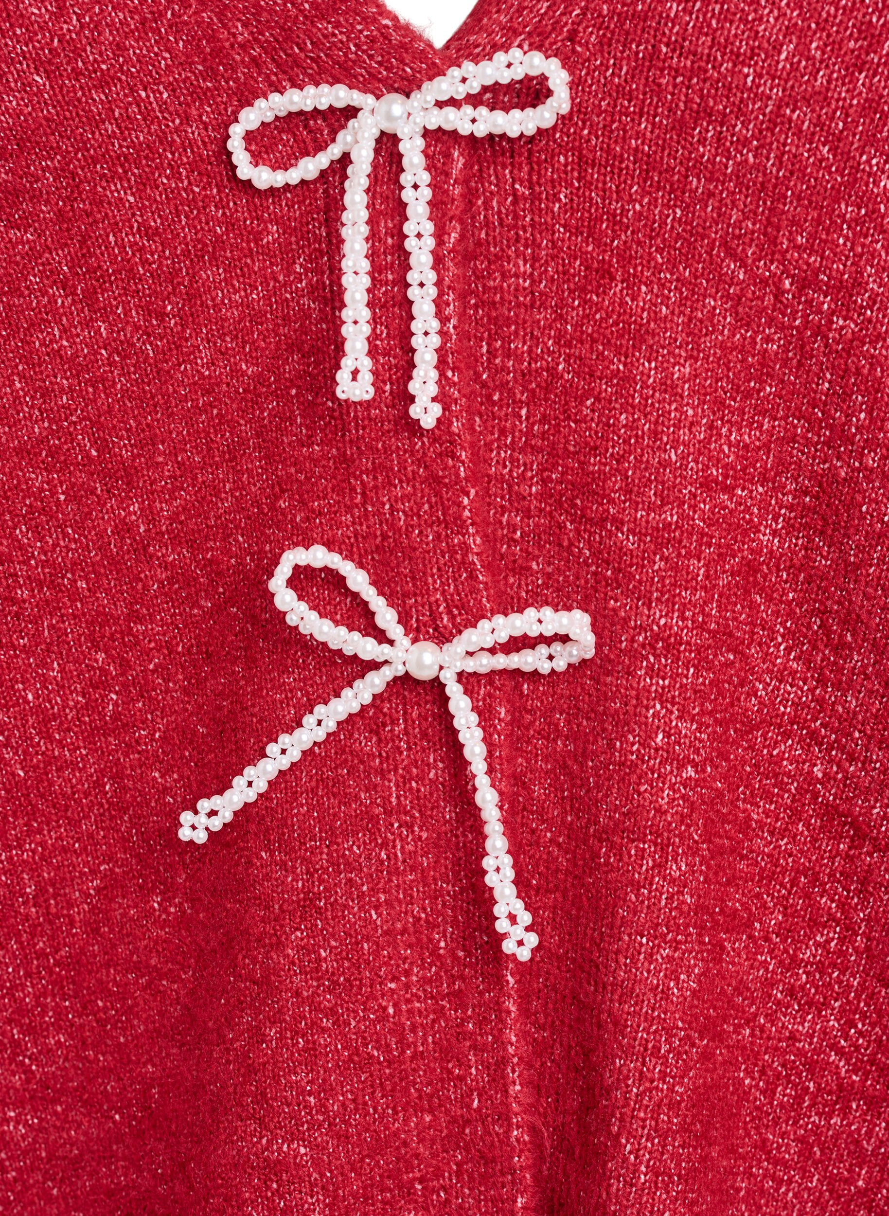 Zizzi Gebreide cardigan met parelknopen, Rood, Packshot image number 2
