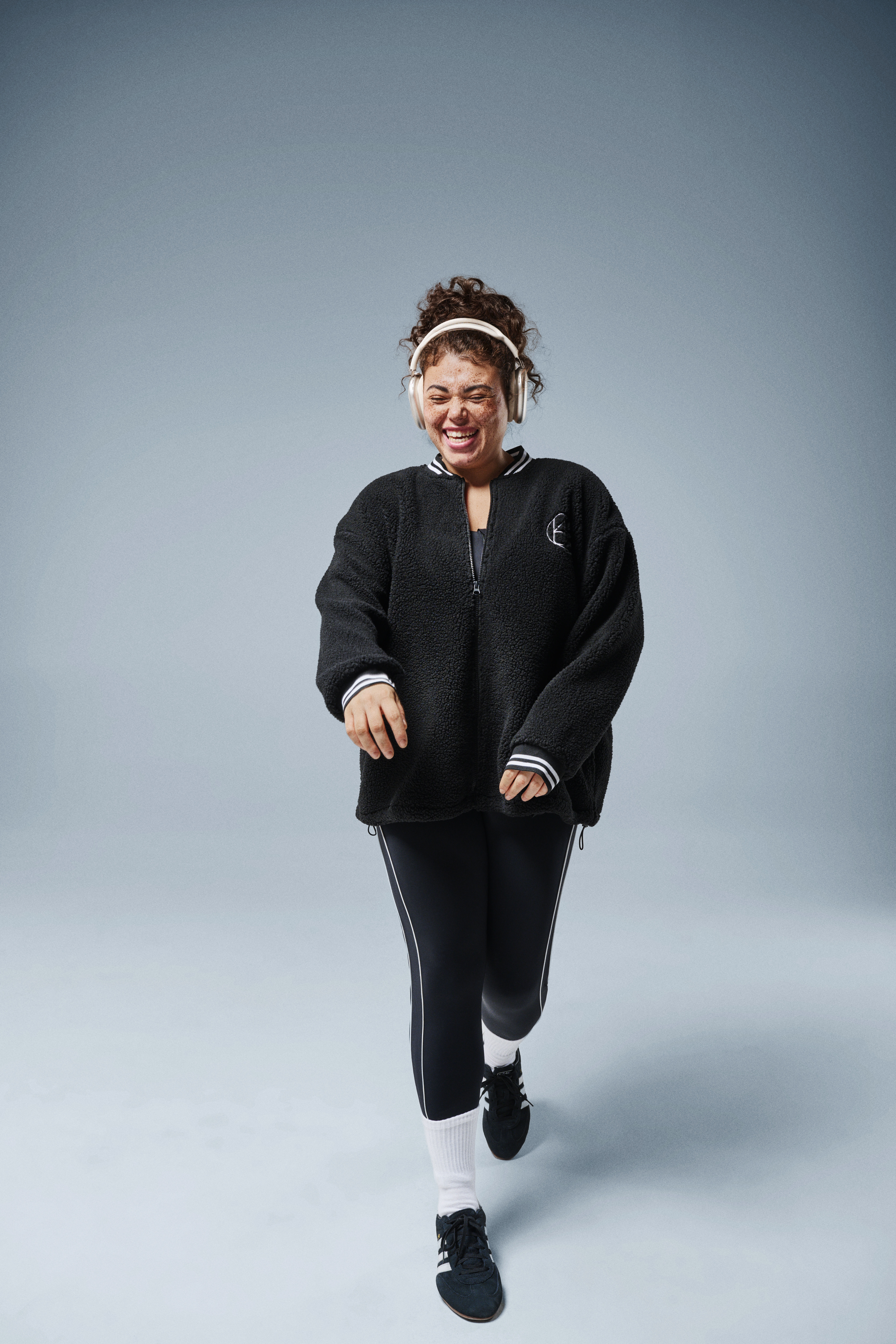 Zizzi Teddyfleece jas met gestreepte details, , Model