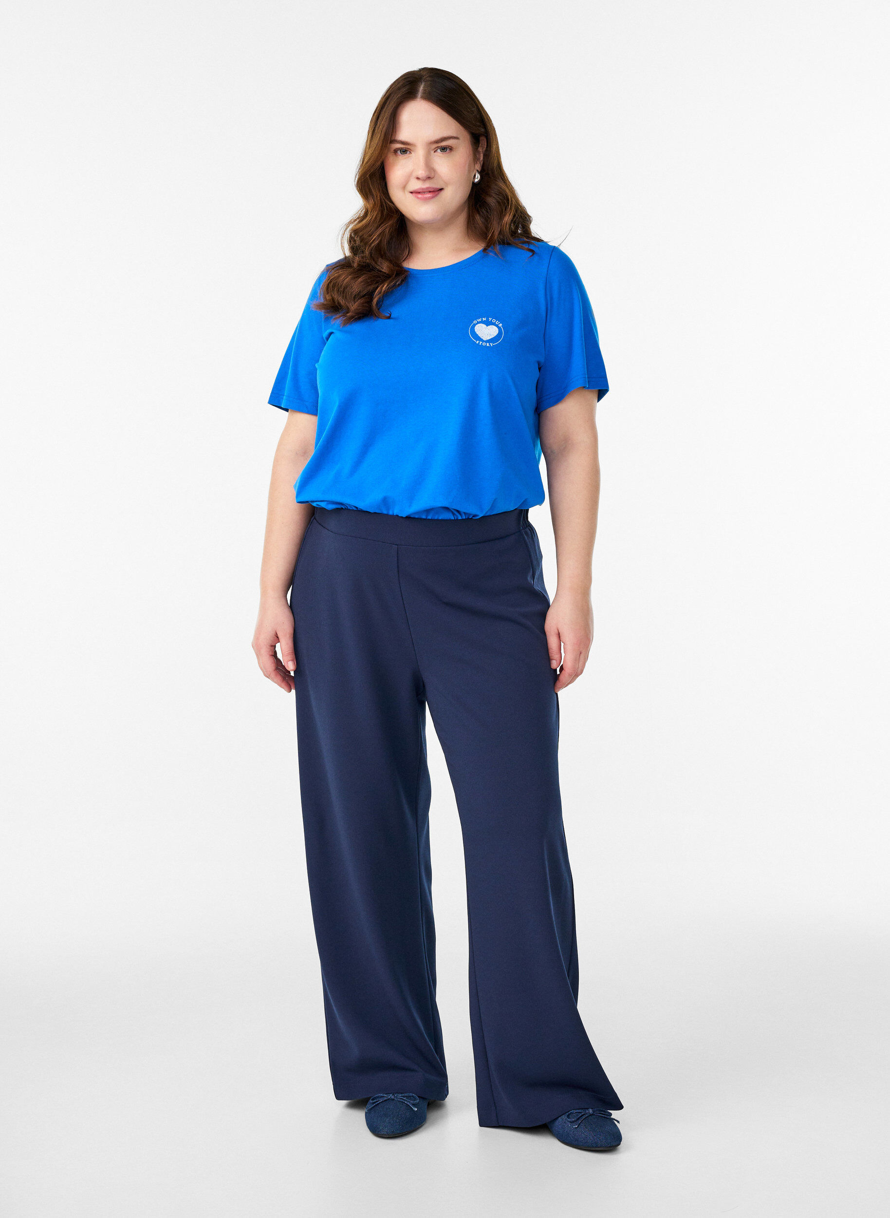 Zizzi FLASH - T-shirt met print, Blauw, Model image number 1