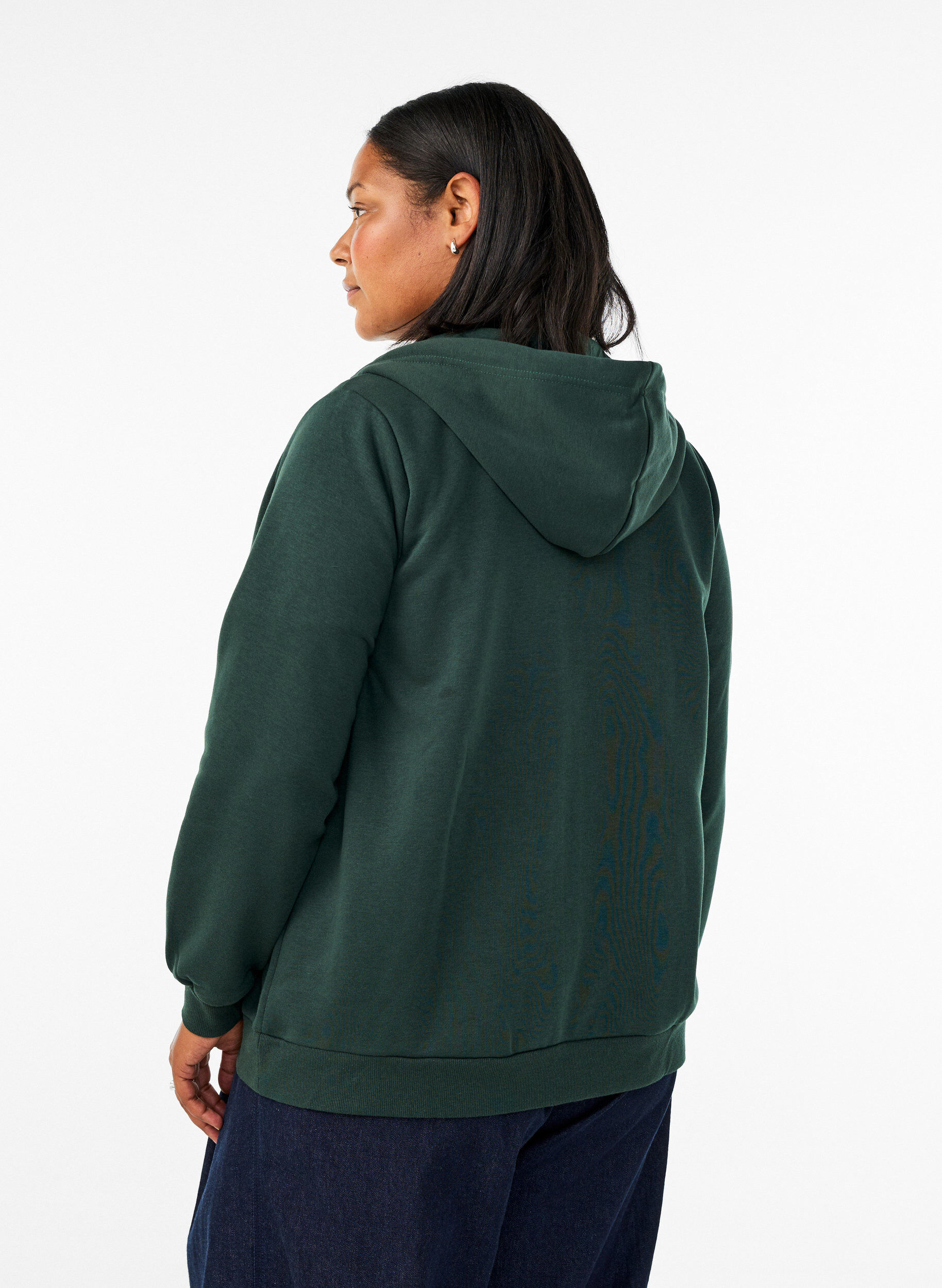 ZizziSweatshirt met capuchon, ritssluiting en zakken, Groen, Model image number 2