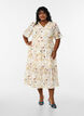 Midi-jurk met bloemen met een A-lijn vorm, Beige, Model image number 0