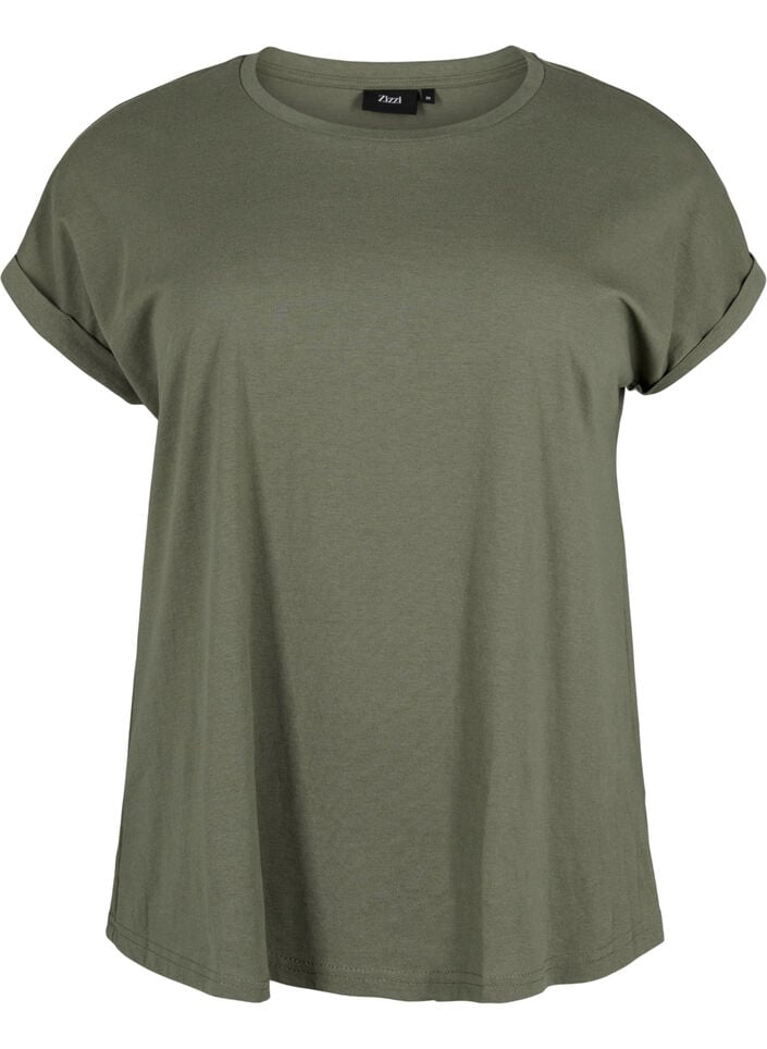 T-shirt met korte mouwen van katoenmix, Groen, Packshot image number 0
