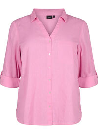 Shirt blouse met knoopsluiting van katoen-linnenmix