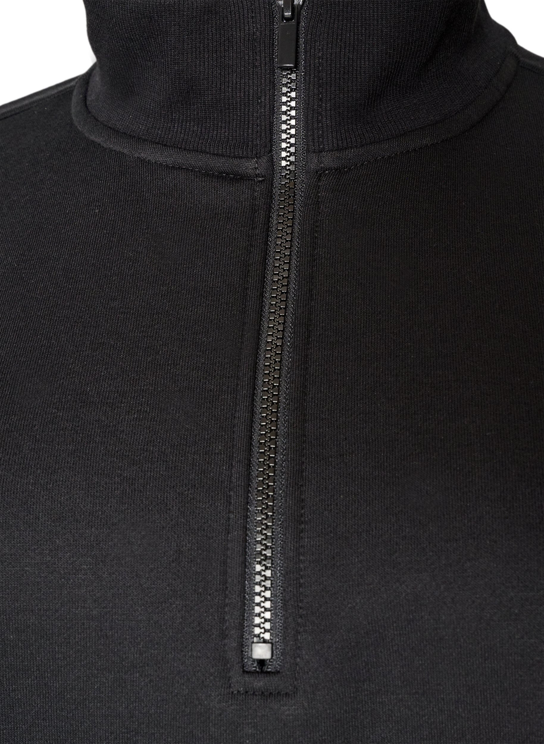 ZizziSweatshirtjurk met hoge ribkraag en rits, Zwart, Packshot image number 2