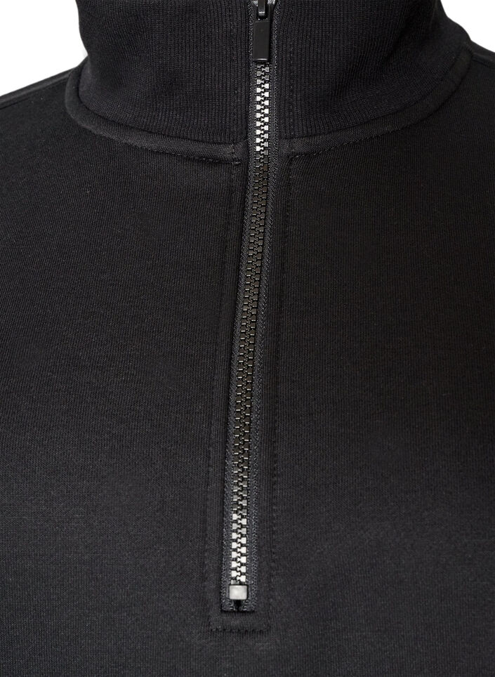 Sweatshirtjurk met hoge ribkraag en rits, Zwart, Packshot image number 2