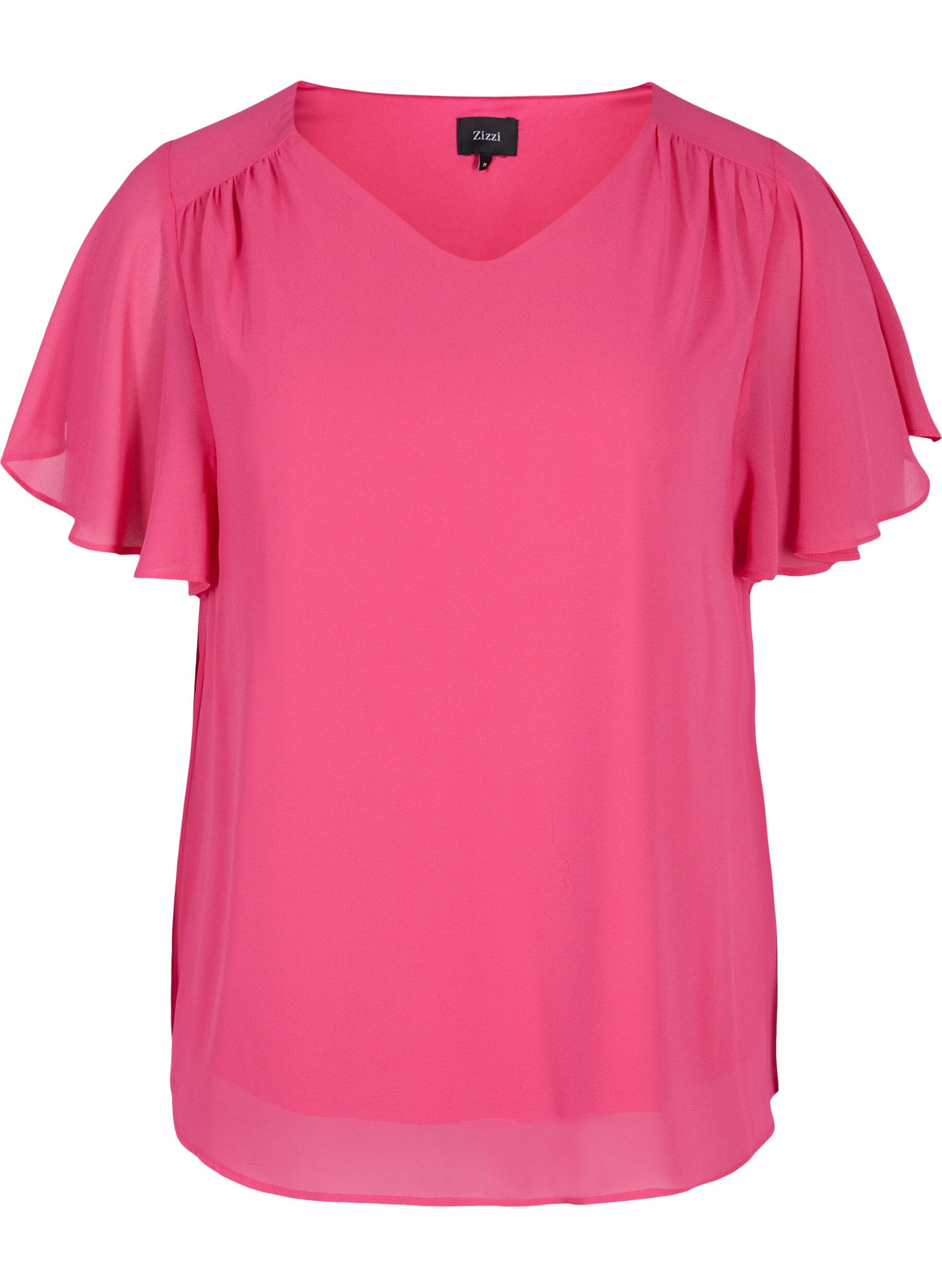 Zizzi Blouse met korte mouwen, Magenta, Packshot image number 0