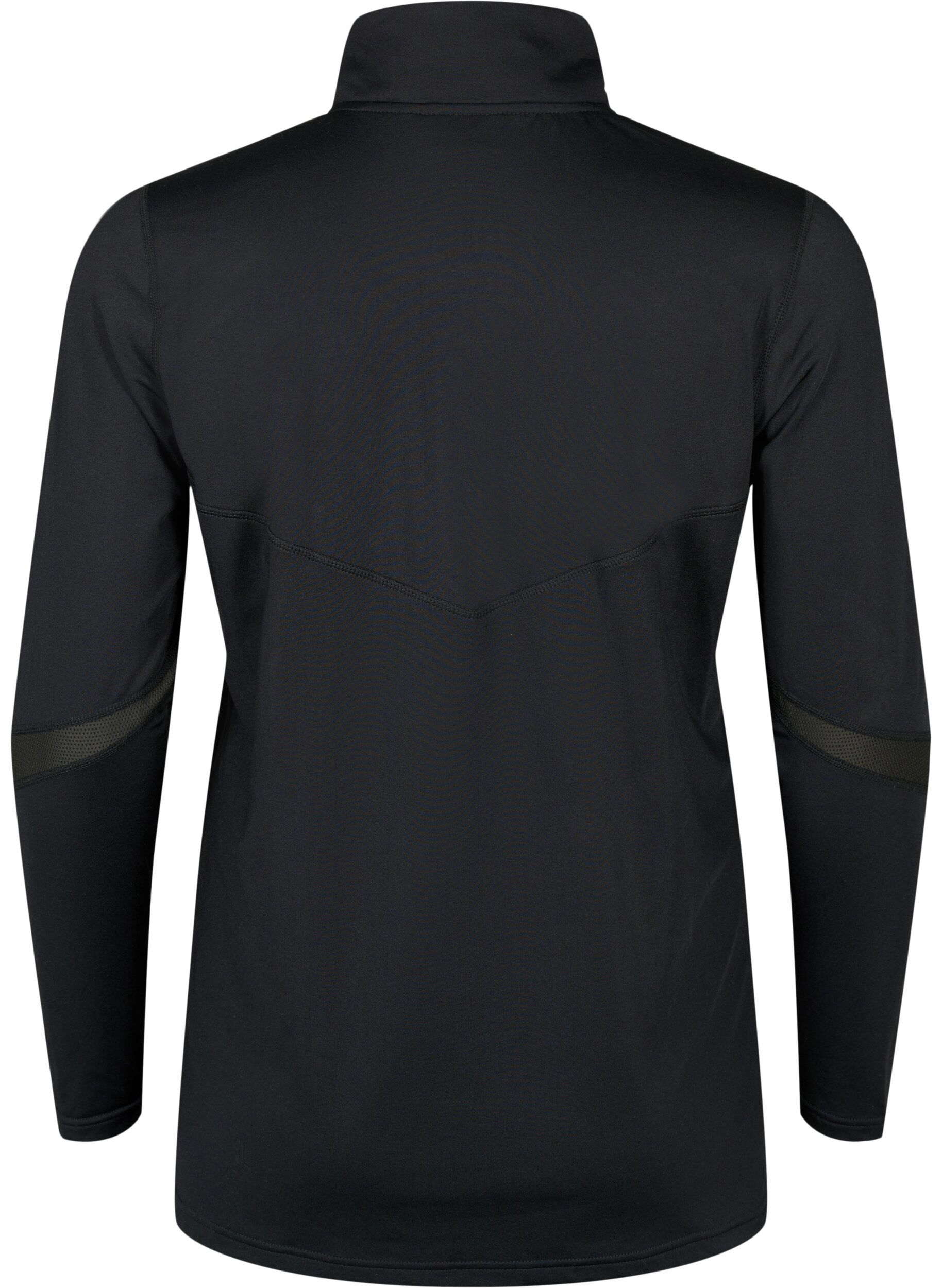 Zizzi Blouse voor onder een trui met zakken en mesh, Black, Packshot image number 1