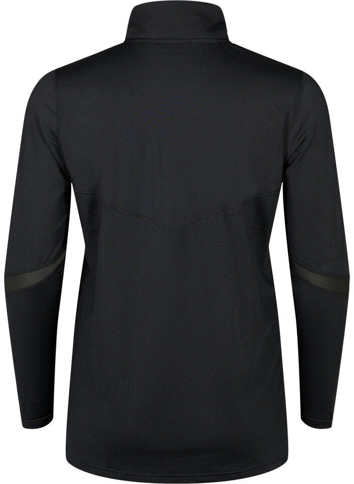 Blouse voor onder een trui met zakken en mesh, Black, Packshot image number 1