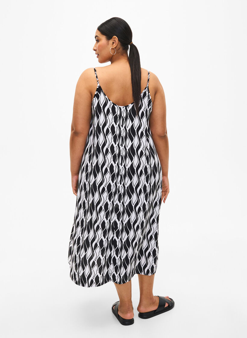 Bandjurk van viscose met print, Black Swirl AOP, Model image number 1