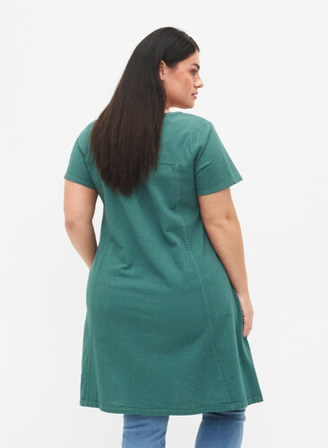 Katoenen jurk met korte mouwen, Sea Pine, Model image number 1