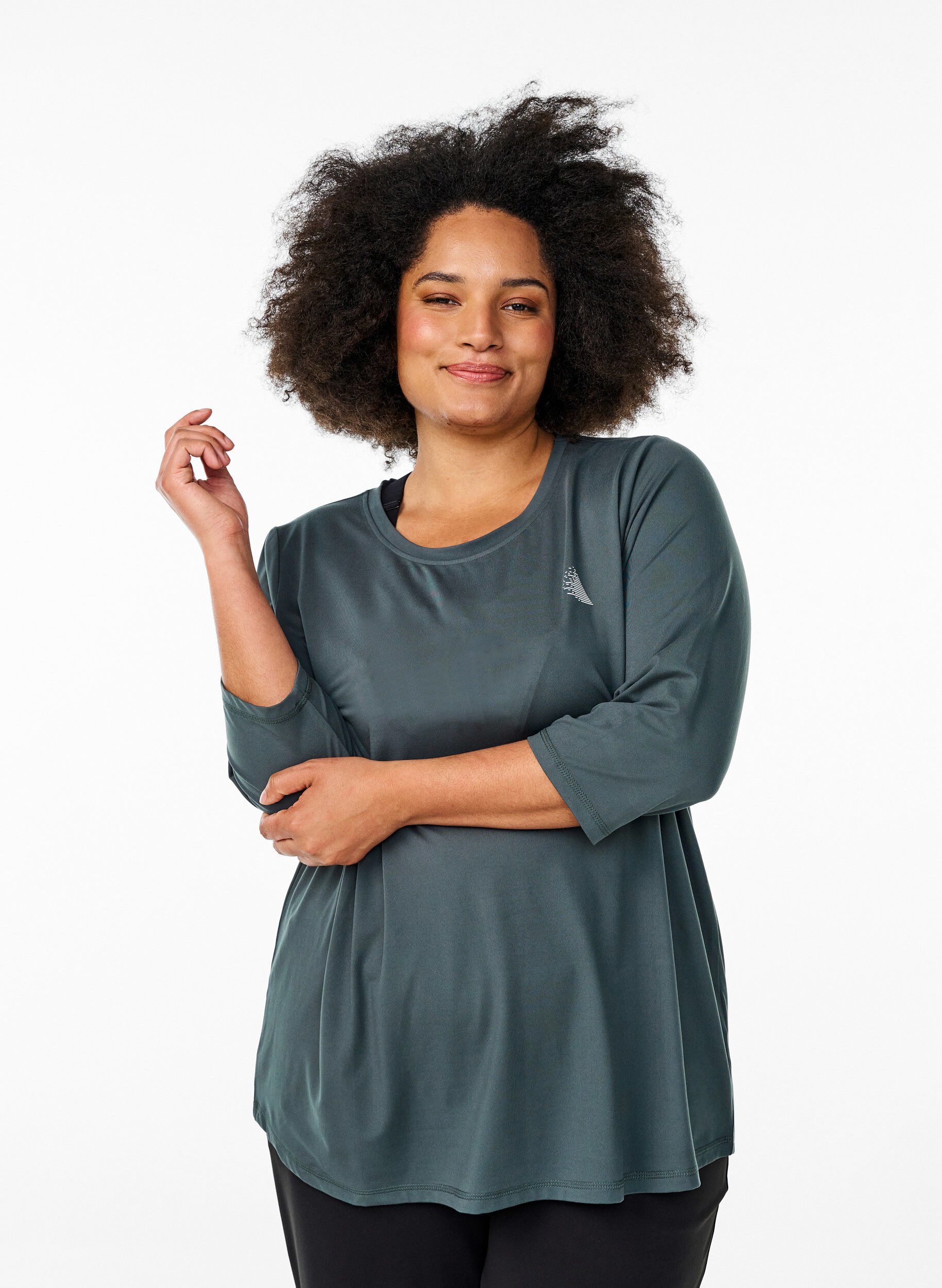 Zizzi Training blouse met 3/4 mouwen, Grijs, Model image number 0