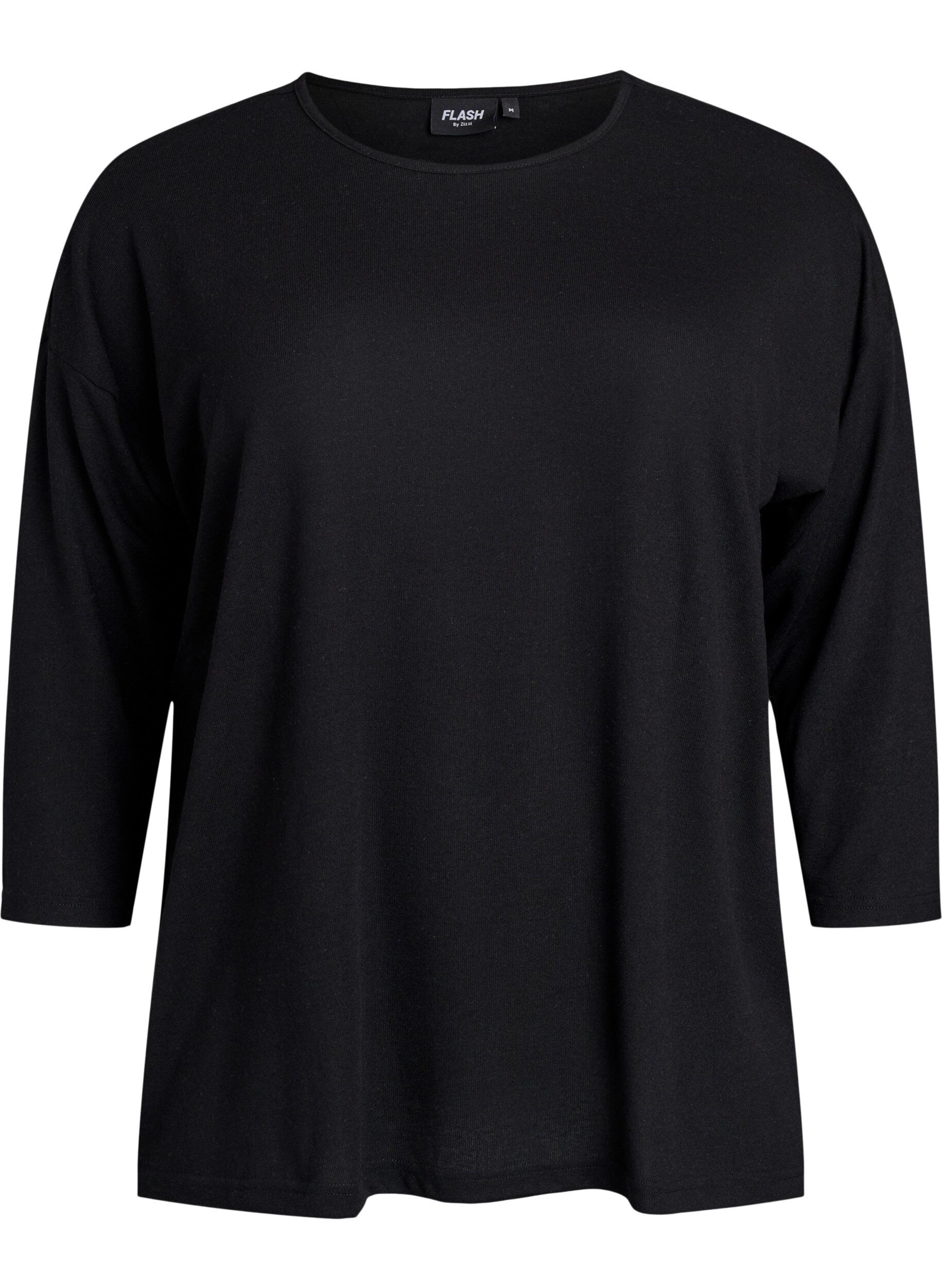 ZizziJersey blouse met 3/4 mouwen, Zwart, Packshot image number 0