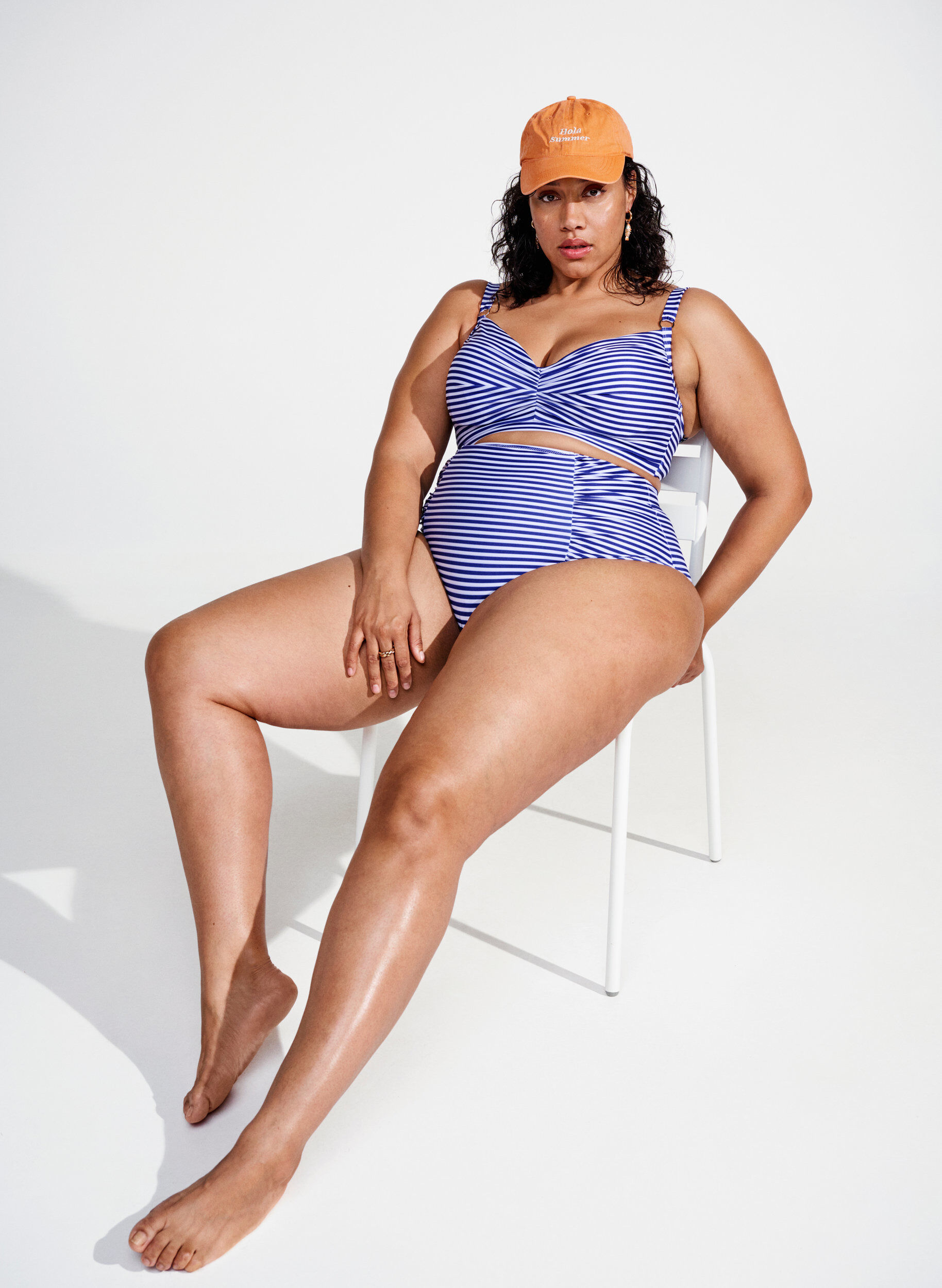 Zizzi Bikini beha met opdruk en beugel, Blue Striped, Image image number 0