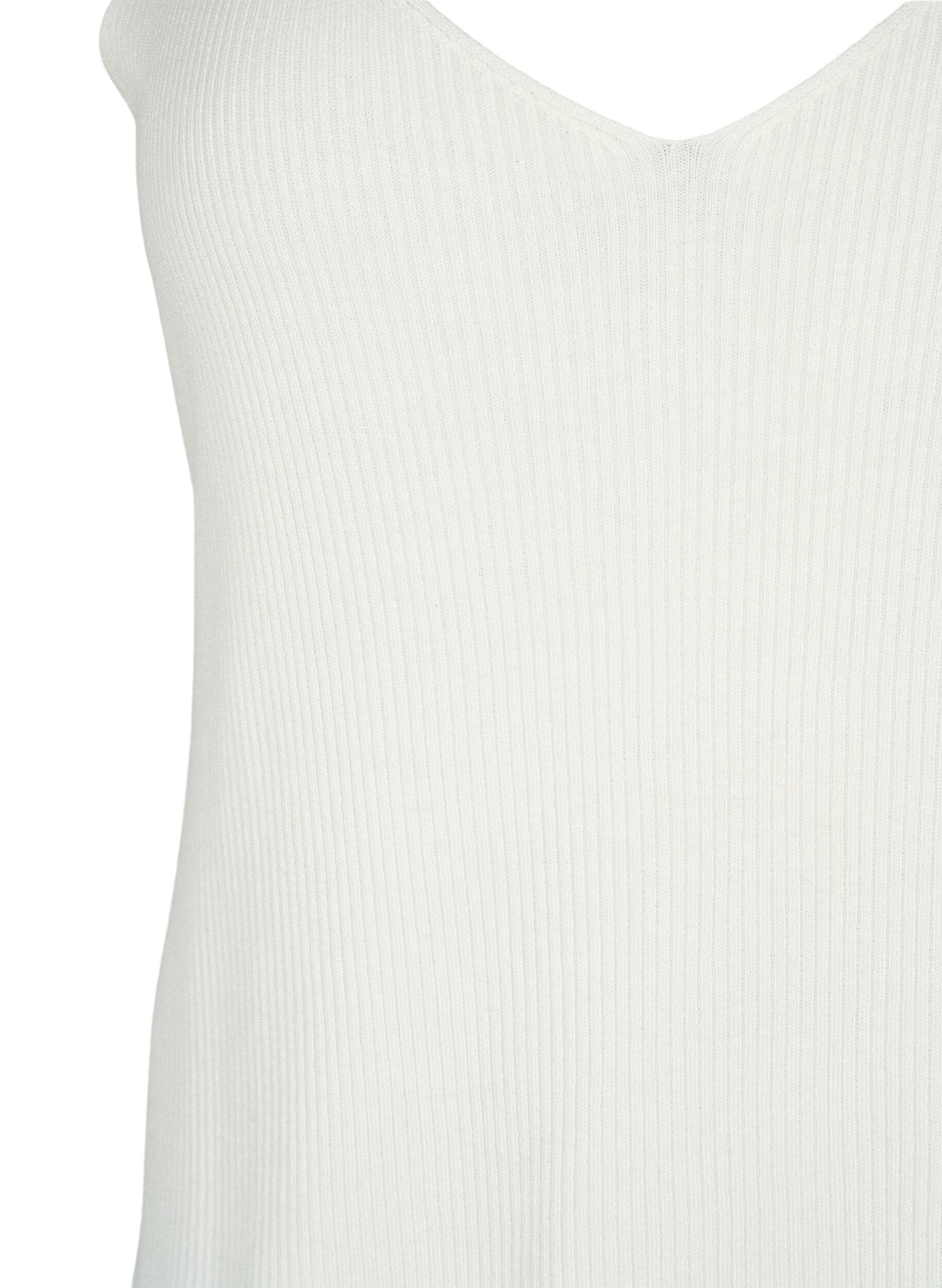 Zizzi Gebreide top met v-hals, Cloud Dancer, Packshot image number 2