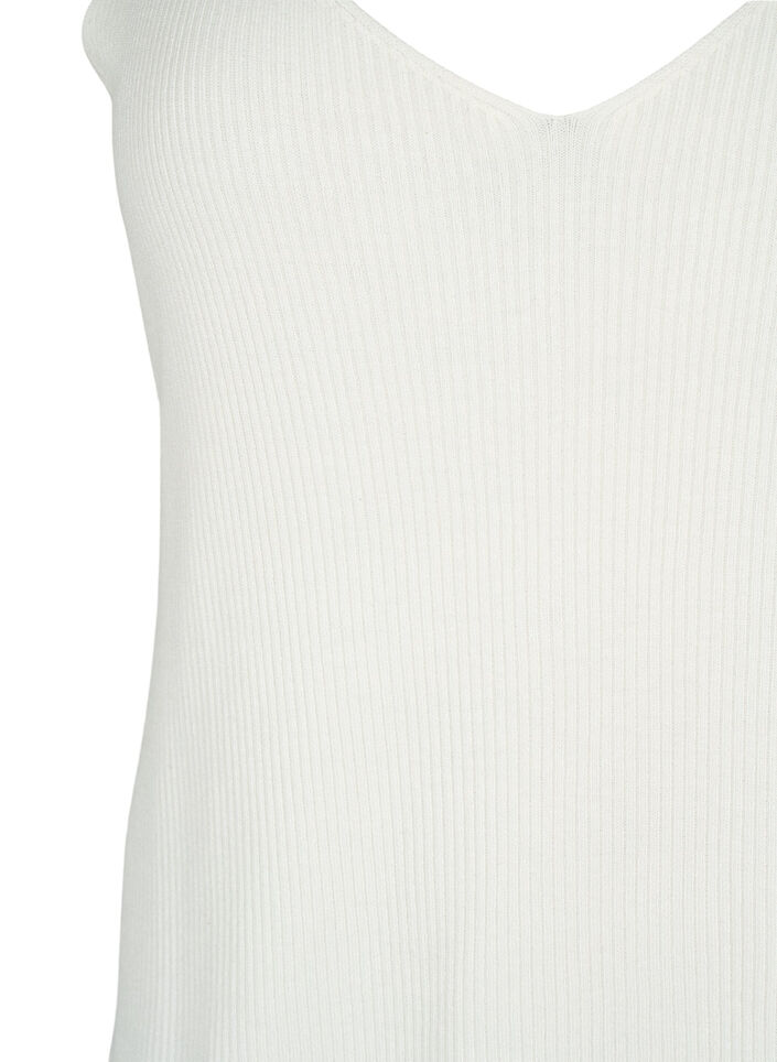 Gebreide top met v-hals, Cloud Dancer, Packshot image number 2