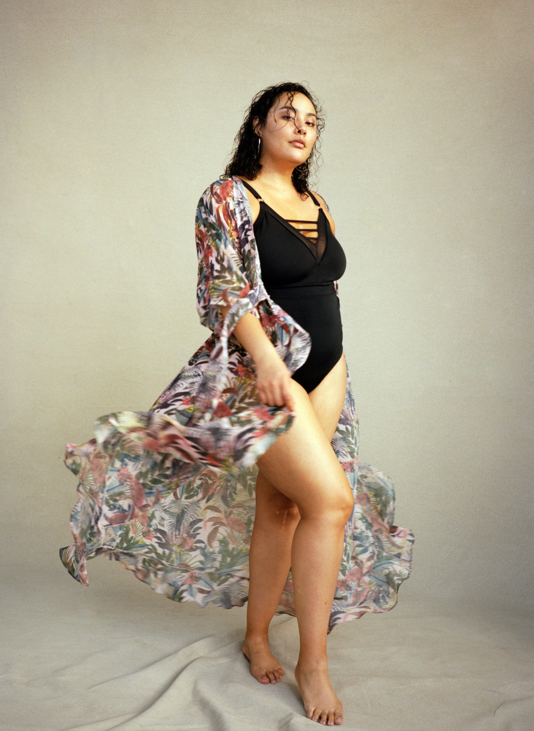 Zizzi Badpak met v-hals en mesh, Black, Image image number 0