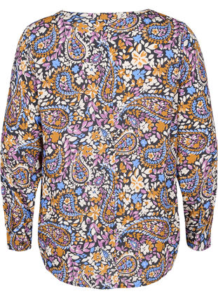 100% viscose blouse met bloemenprint100% viscose blouse met bloemenprint, Black G. Sky Paisley, Packshot image number 1