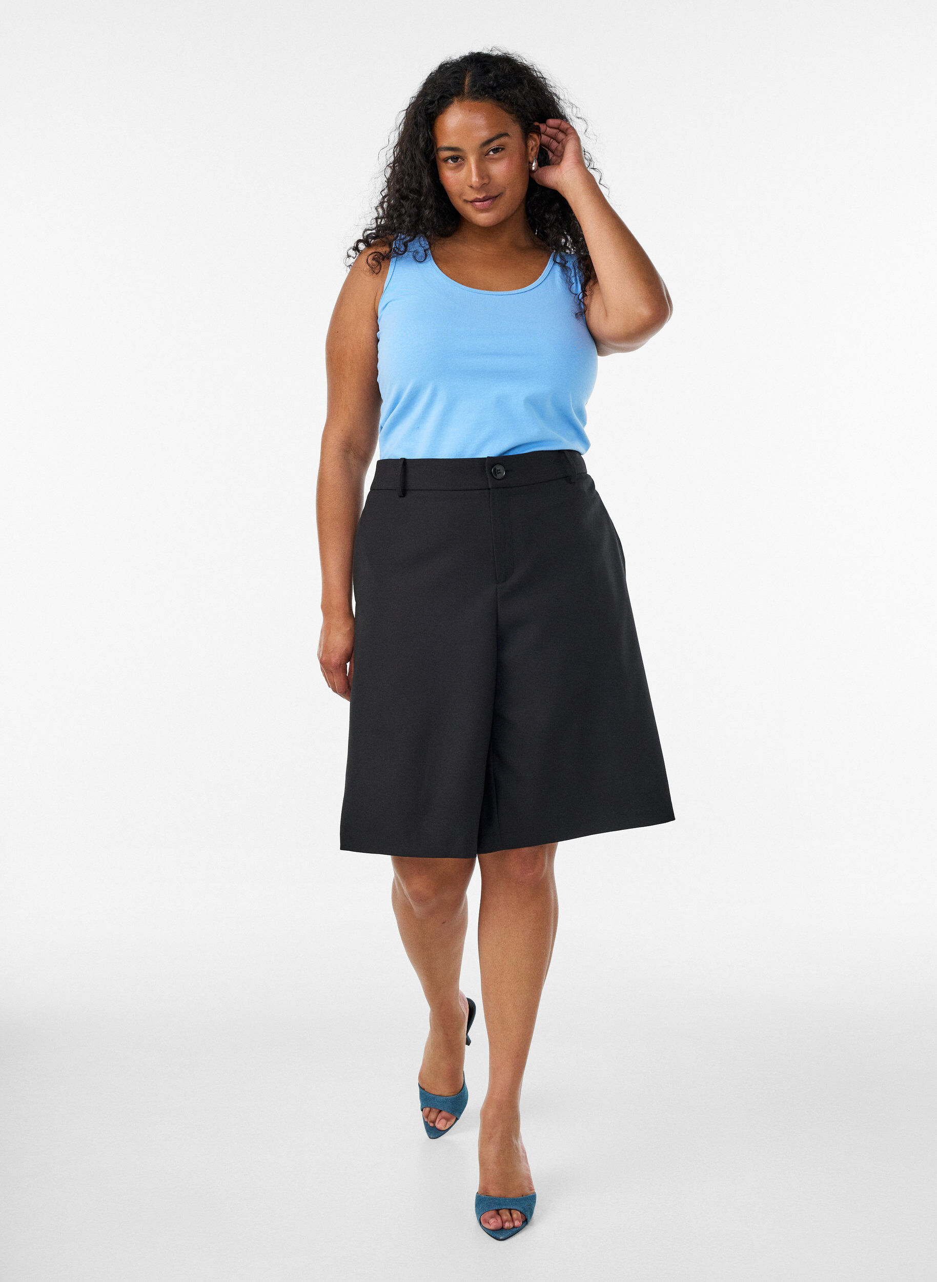 ZizziEffen basic top in katoen, Blauw, Model image number 1