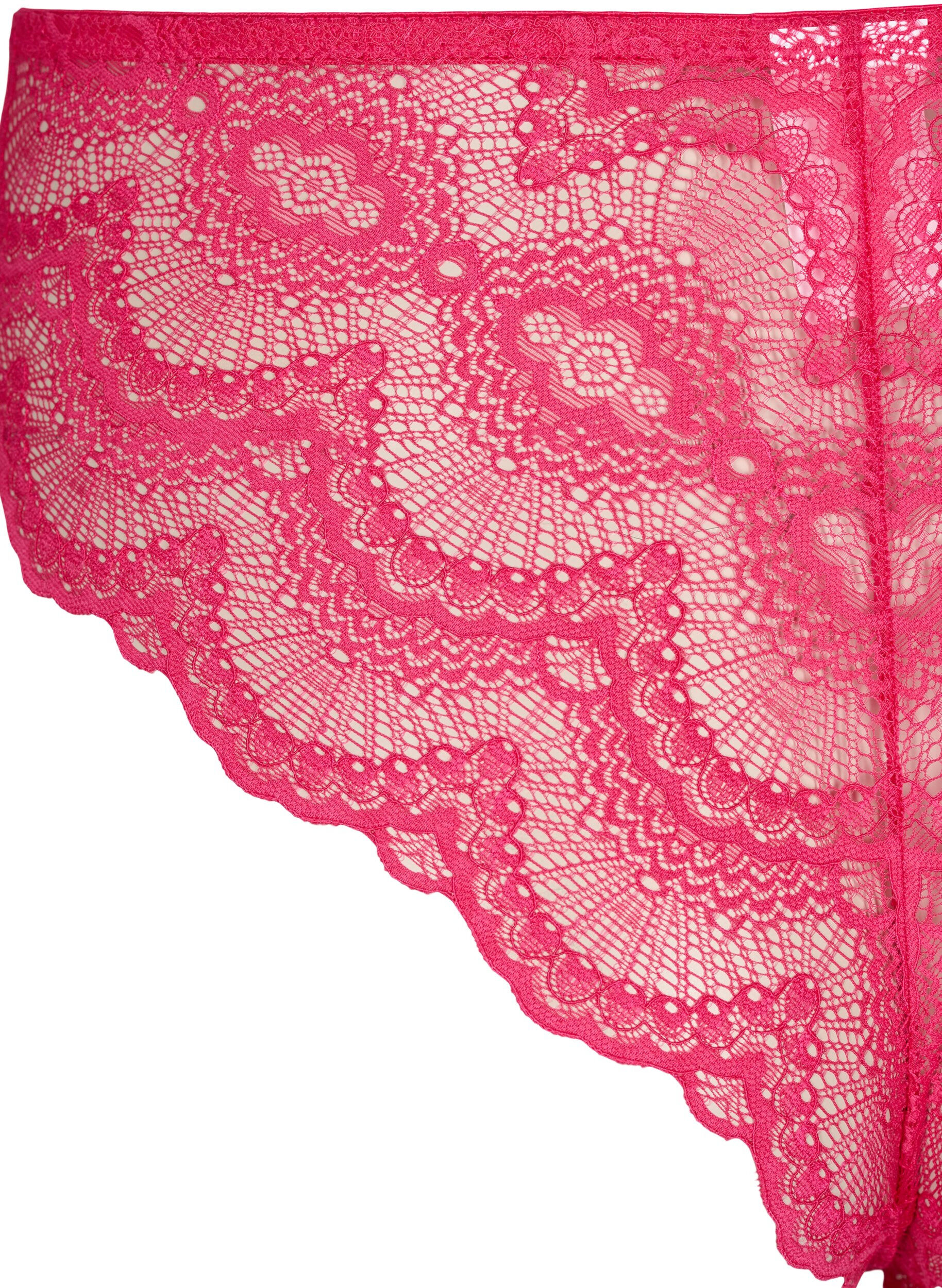 Zizzi Braziliaans slipje van kant met normale taille, Roze, Packshot image number 3