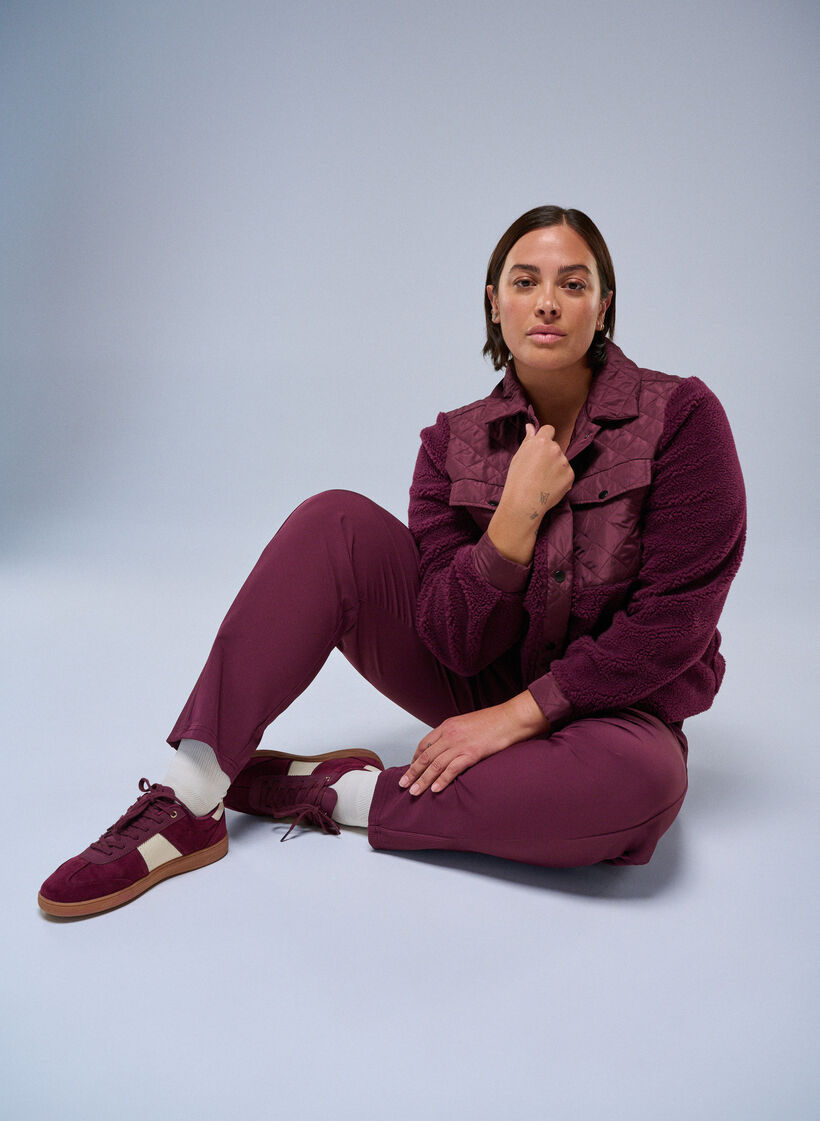 Fleecejack met gewatteerde details, Rood, Image image number 0