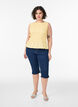 Smocktop met boothals en peplumzoom, Geel, Model image number 1