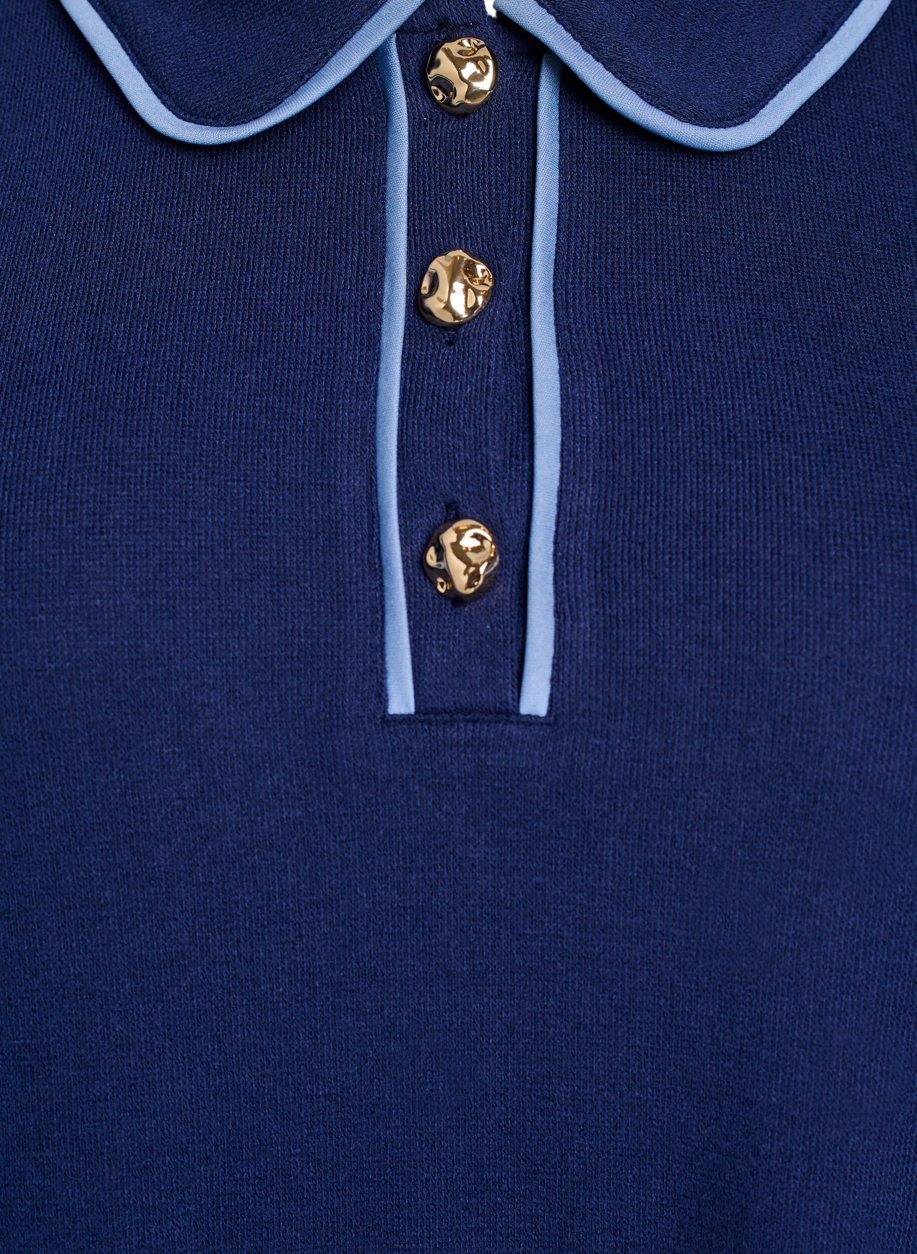 Zizzi Jersey polo shirt met contrasterende accenten, Blauw, Packshot image number 2