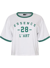 Katoenen T-shirt met tekstprint en boxy fit, Wit