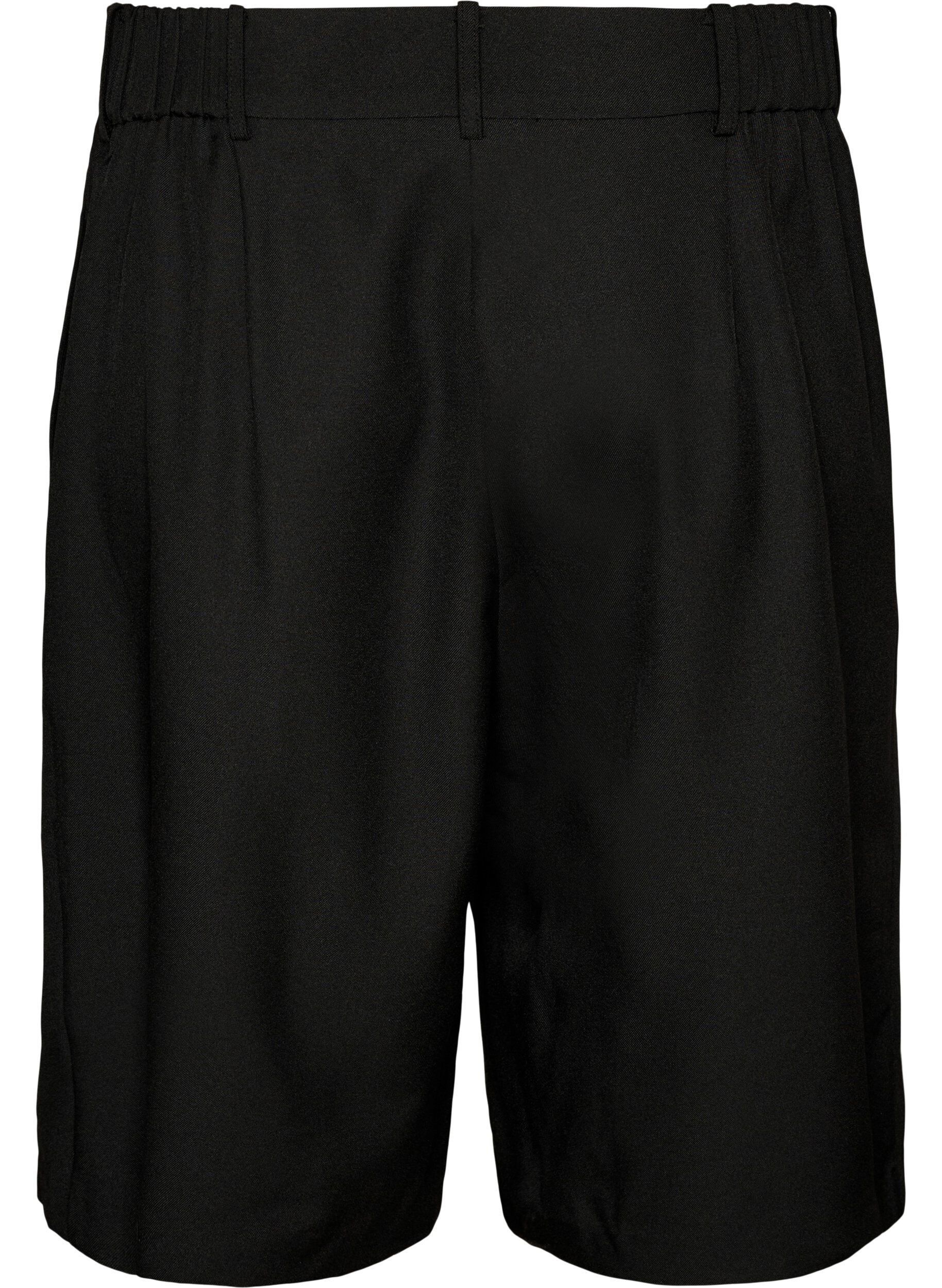 Zizzi Losse Bermuda-shorts met hoge taille, Zwart, Packshot image number 1