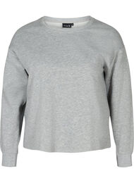 Cropped sweatshirt met ronde hals, Light Grey Melange