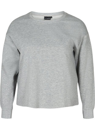 Cropped sweatshirt met ronde hals, Light Grey Melange, Packshot image number 0