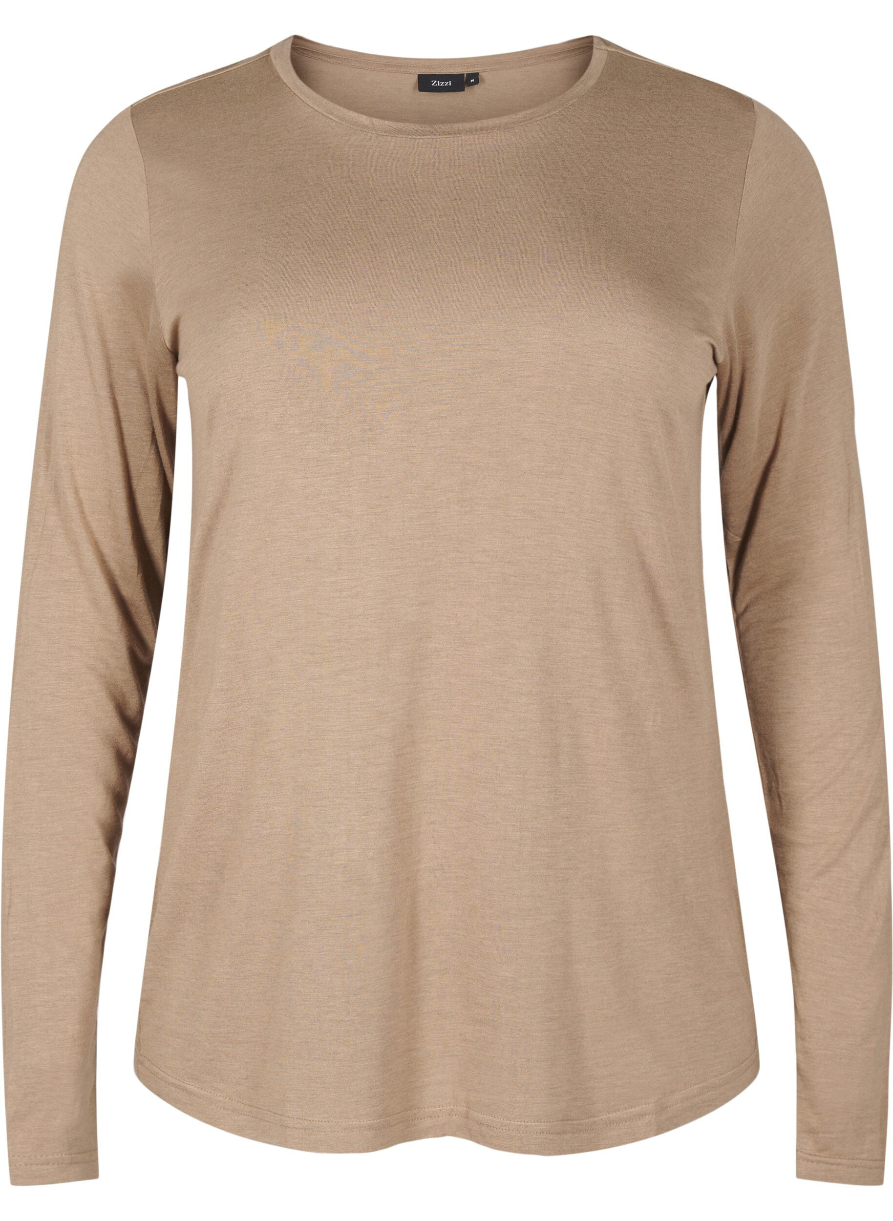 ZizziBlouse met lange mouwen van wol en viscose, Bruin, Packshot image number 0