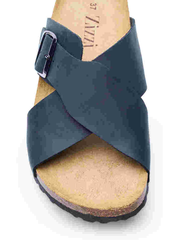 Leren sandalen met brede pasvorm, Black, Packshot image number 2