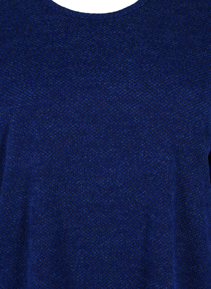 Melange Blouse met een rond halsje en lange mouw, Sodalite Blue, Packshot image number 2