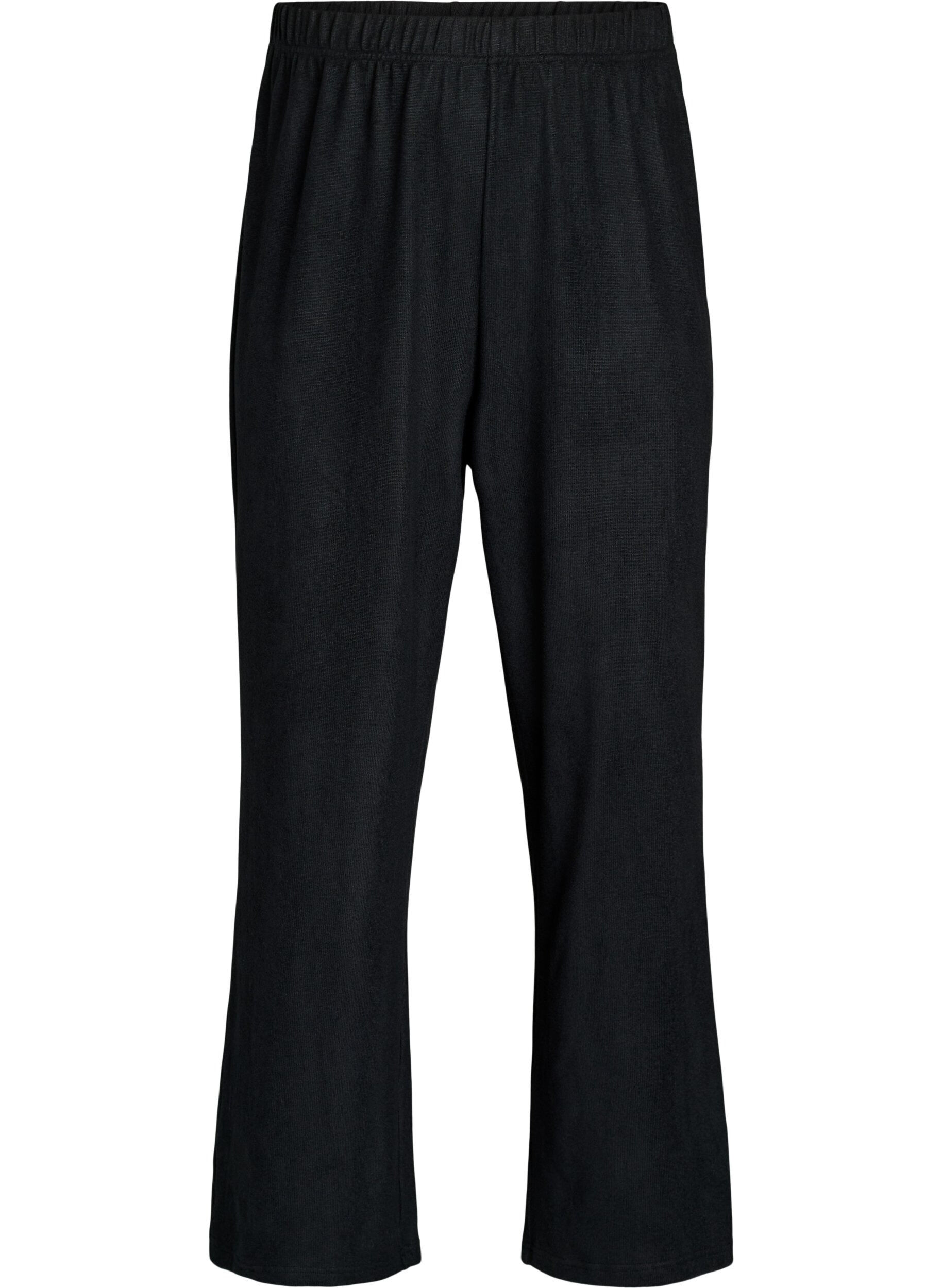 ZizziHigh waist jerseybroek met wijde pijpen, Zwart, Packshot image number 0