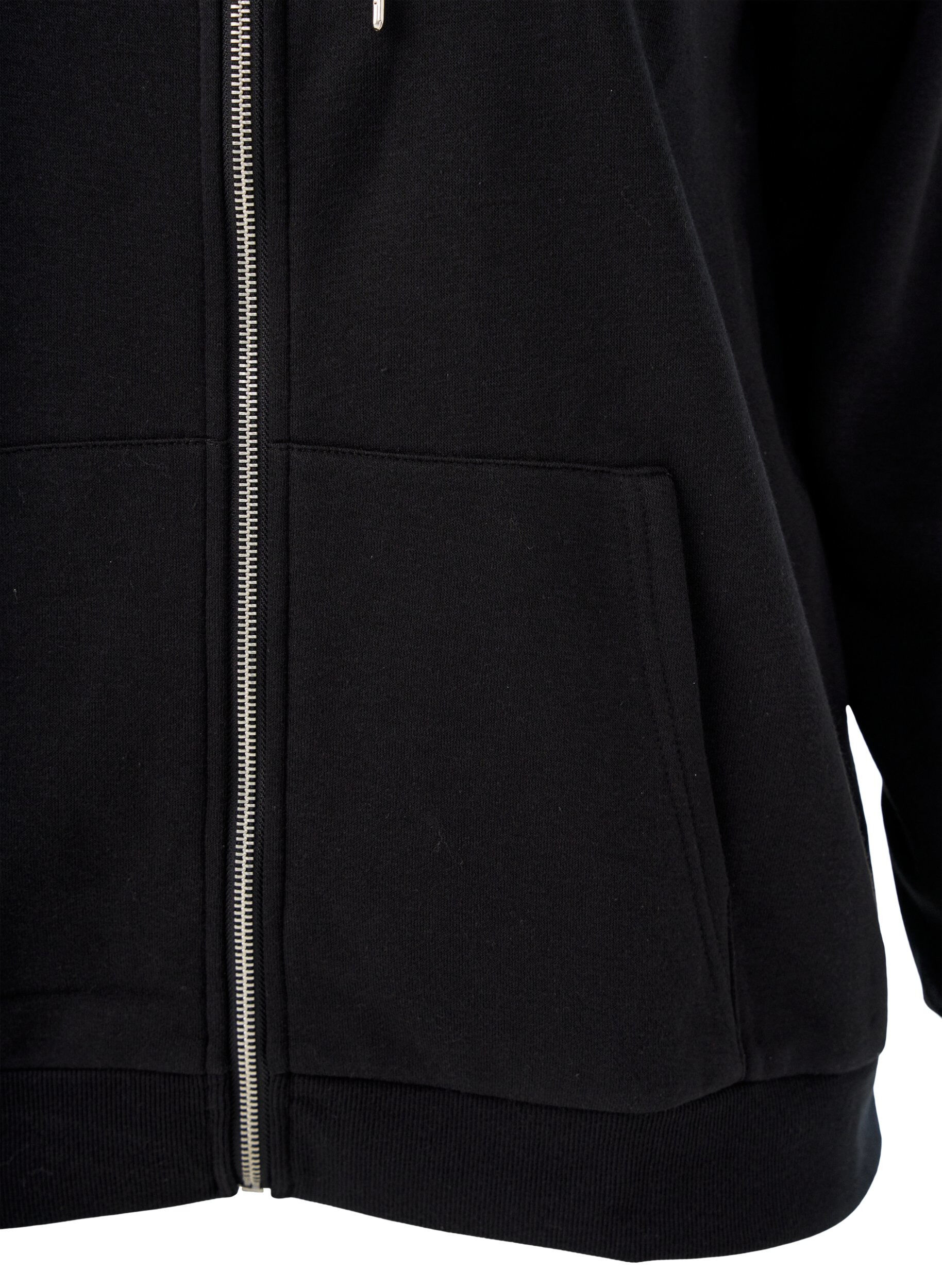 ZizziSweathoodie met ritssluiting en zakken, Zwart, Packshot image number 2