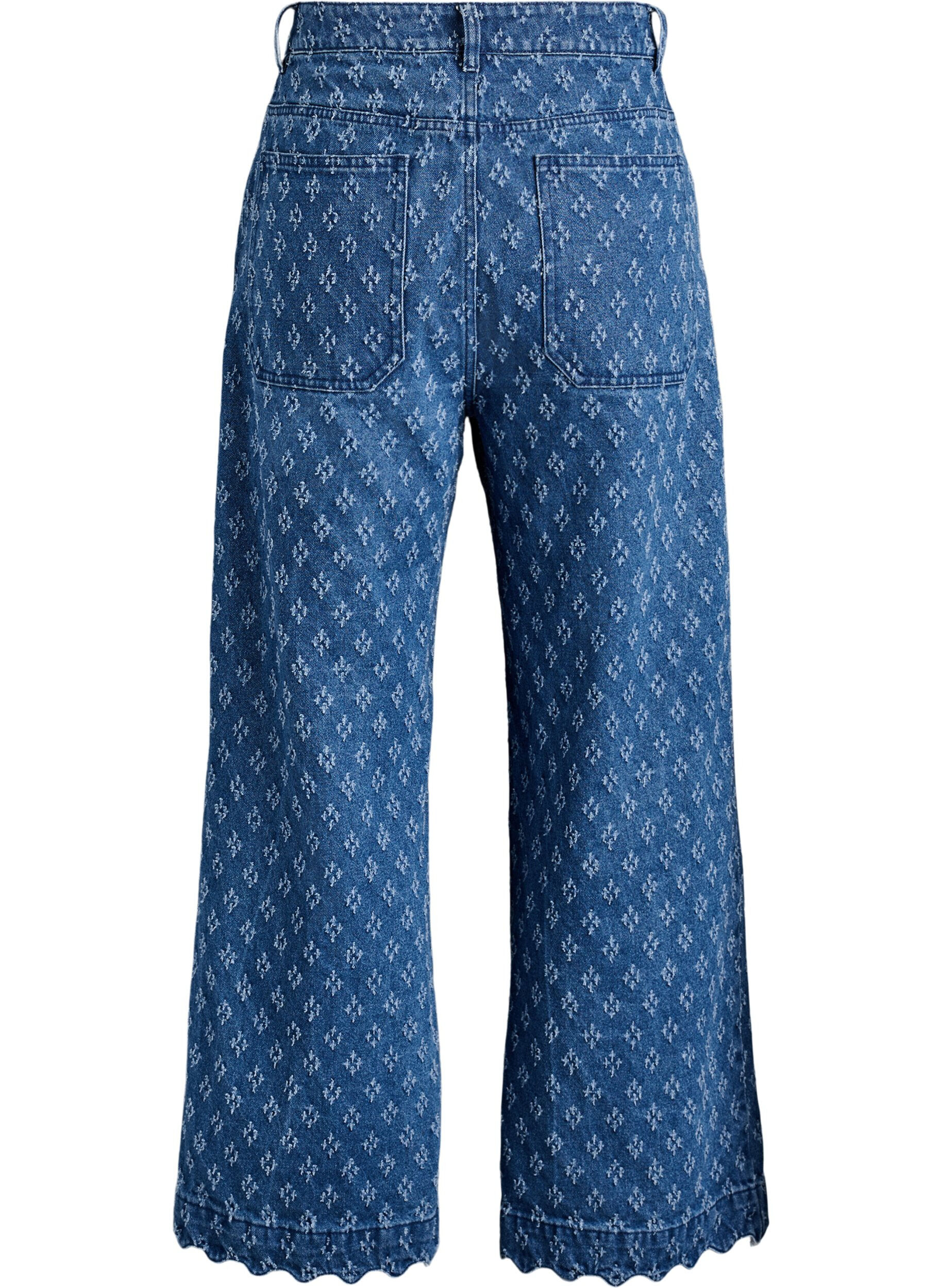 ZizziMyra jeans met wide fit en distressed patroon, Blauw, Packshot image number 1