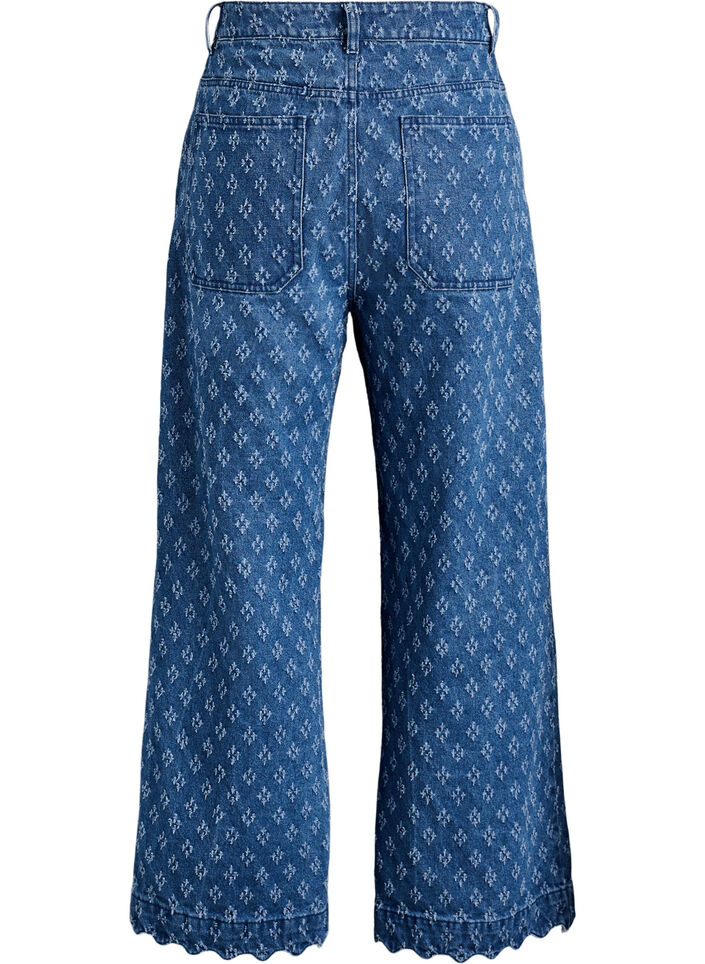 Myra jeans met wide fit en distressed patroon, Blauw, Packshot image number 1