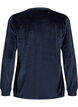 Velours blouse met geborduurde tekst, Blauw, Packshot image number 1