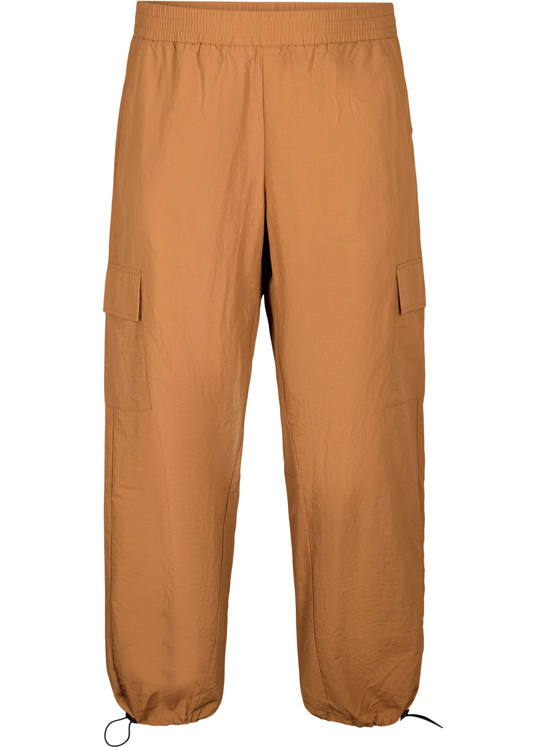 Zizzi Cargo broek met aanpasbare elastische trekkoord, Sand, Packshot image number 0
