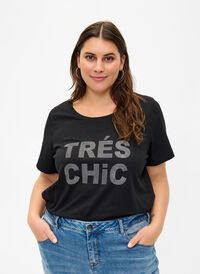 T-shirt van biologisch katoen met studs, Black W. TRÉS, Model