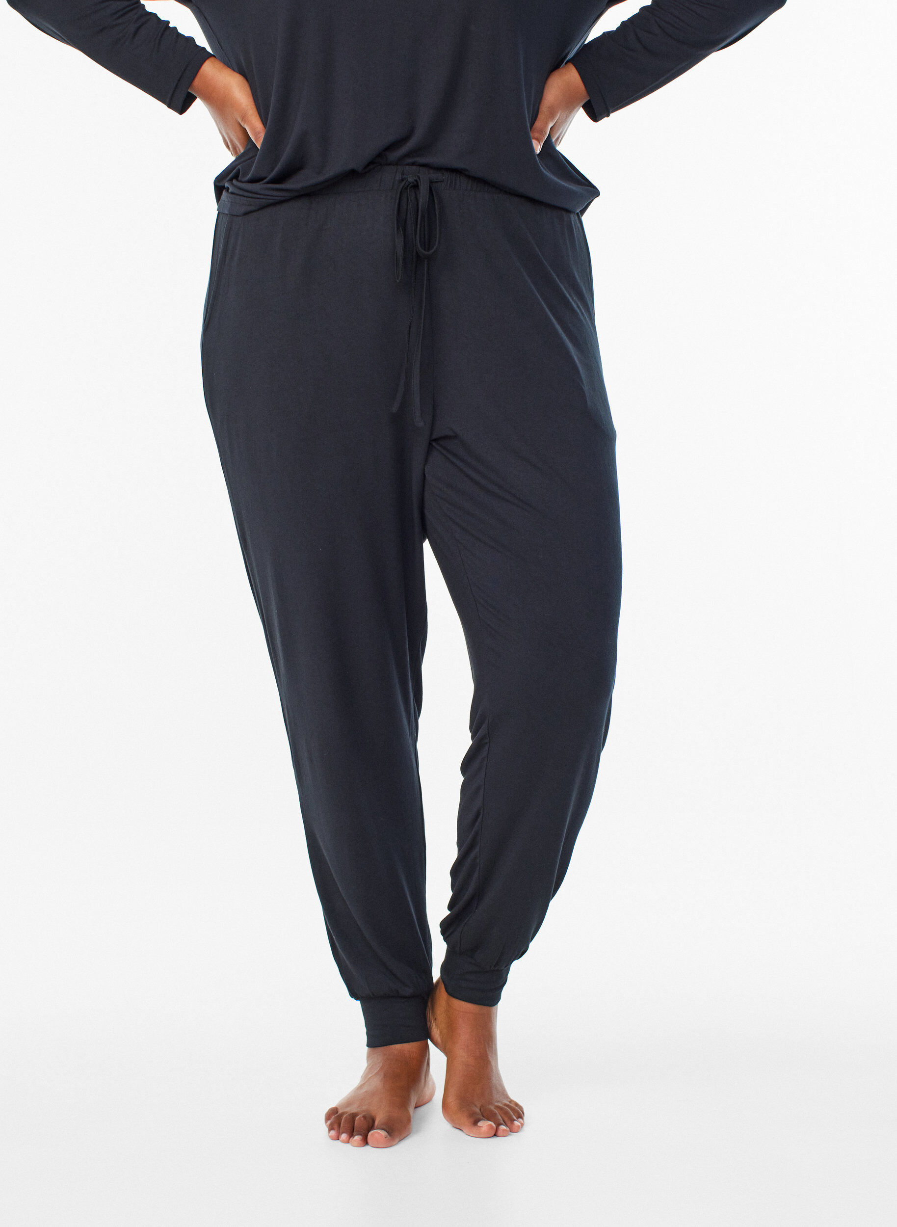 ZizziNachtbroek van modal met hoge taille, Zwart, Model image number 2